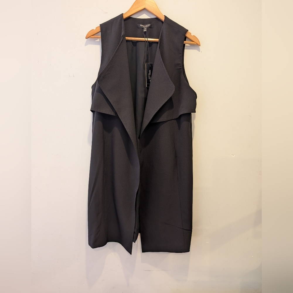 Romeo Juliet Couture Sleeveless Long Black Vest M NEW Old Money Quiet Luxury
